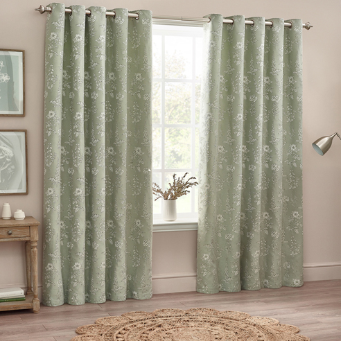Sophia Eyelet, Sage - Ready Made Curtains - Image 3